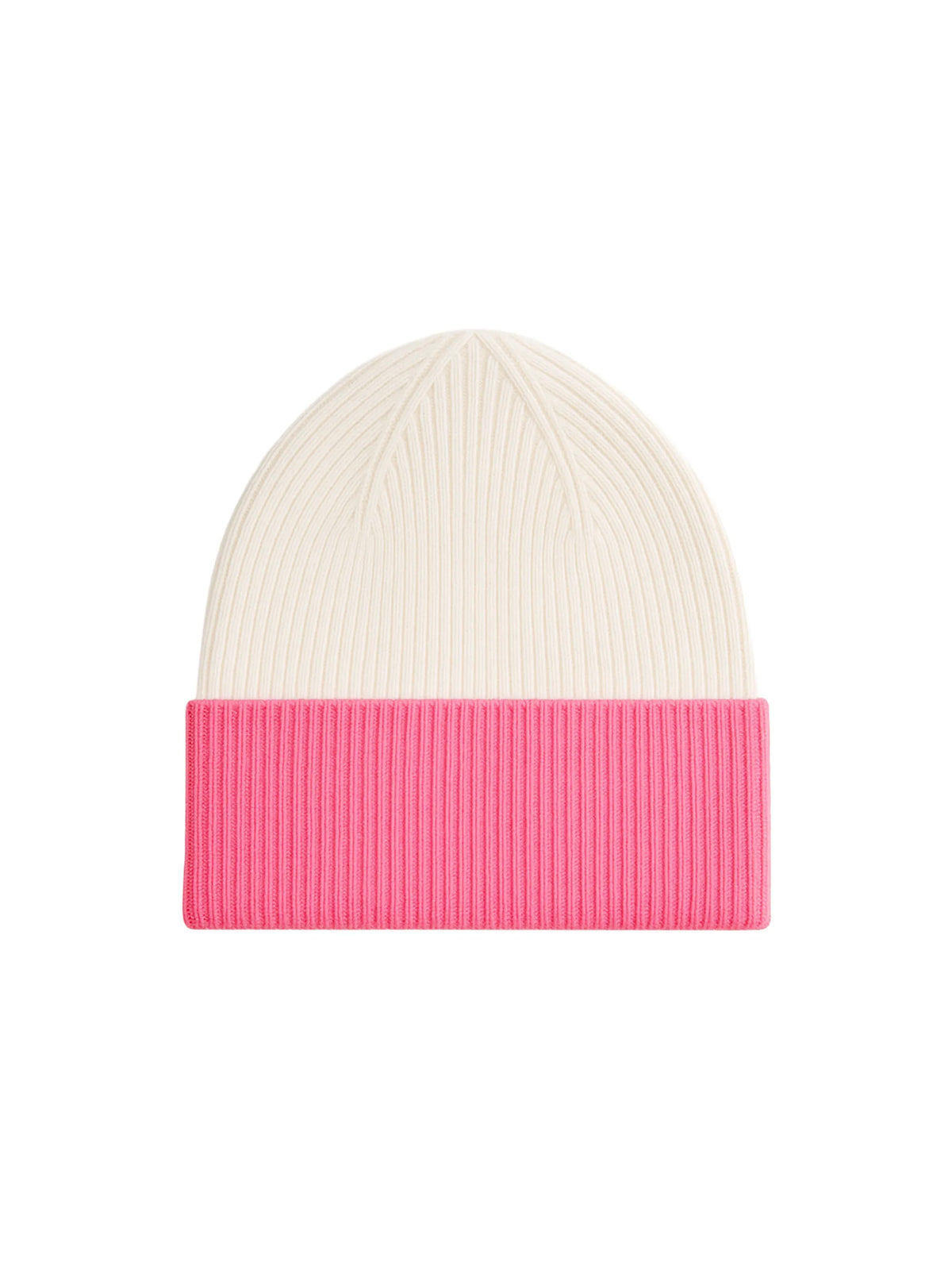 Pink Colour Block Beanie With Cashmere