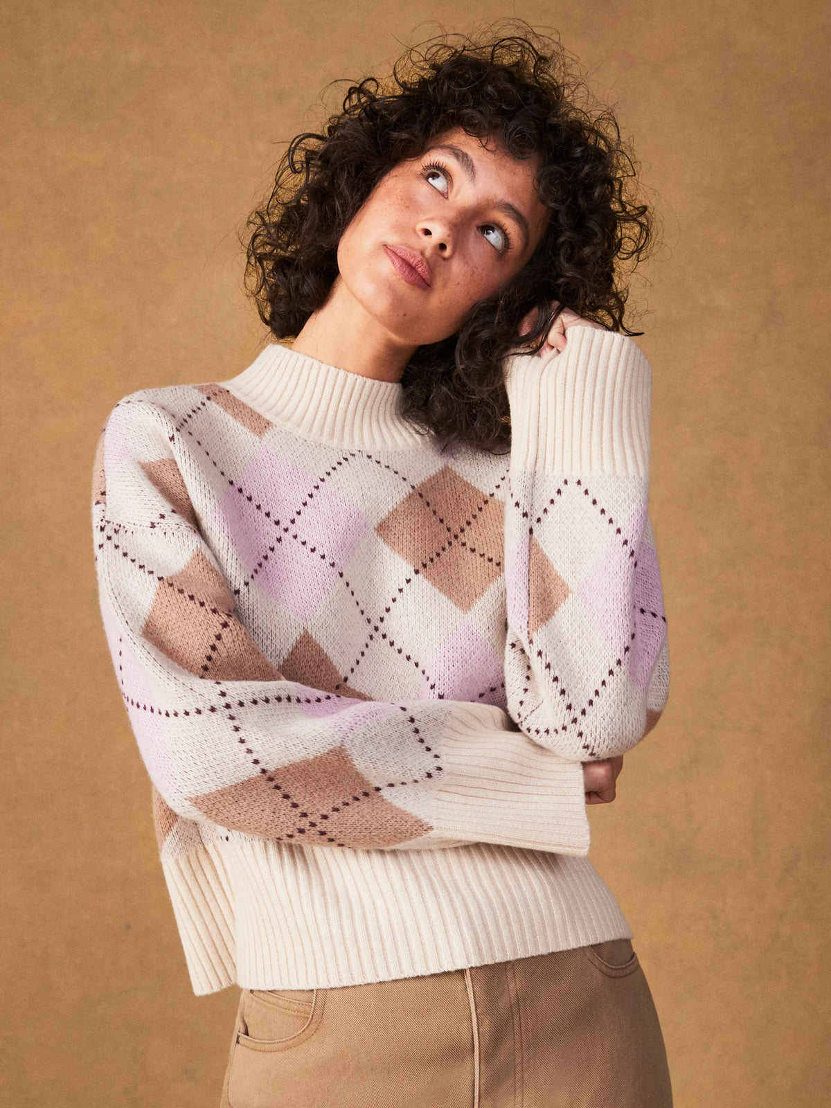 Pink Multi Argyle Wool Jumper
