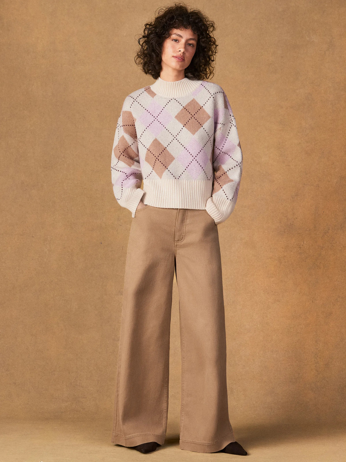 Pink Multi Argyle Wool Jumper