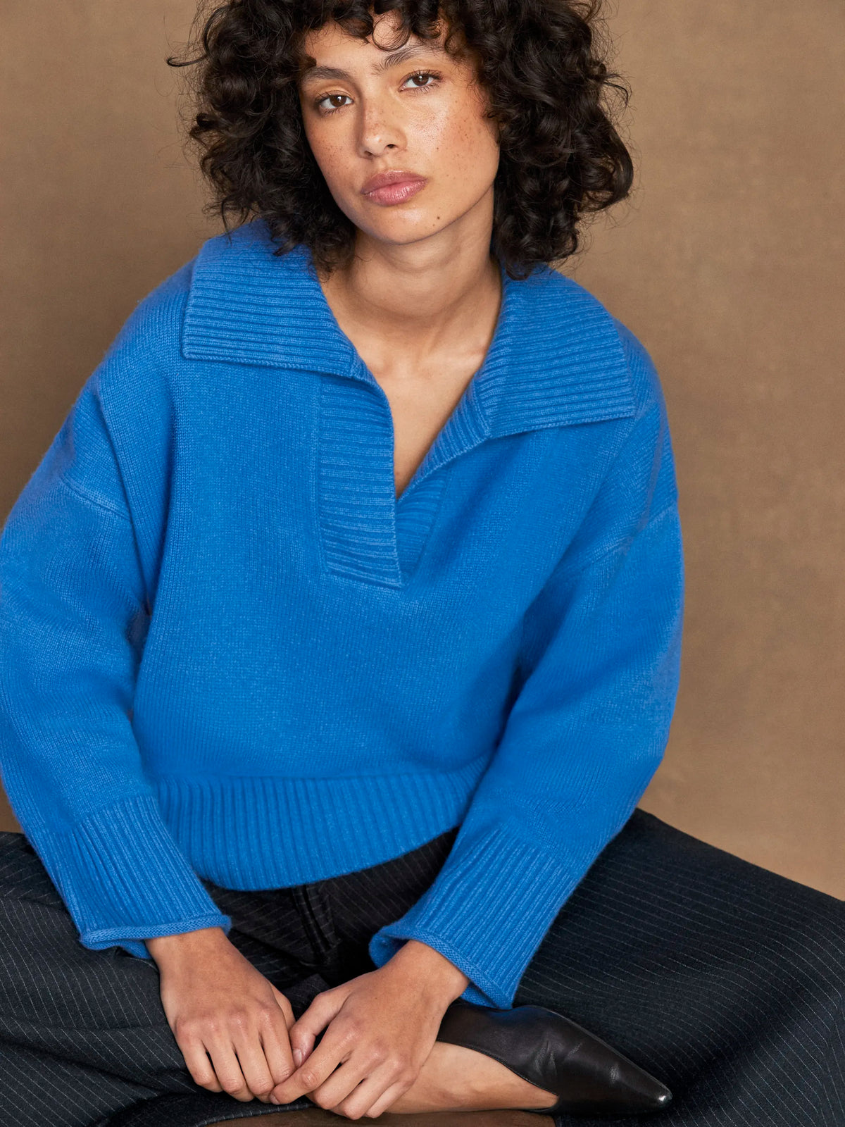 Blue Collar Jumper With Cashmere