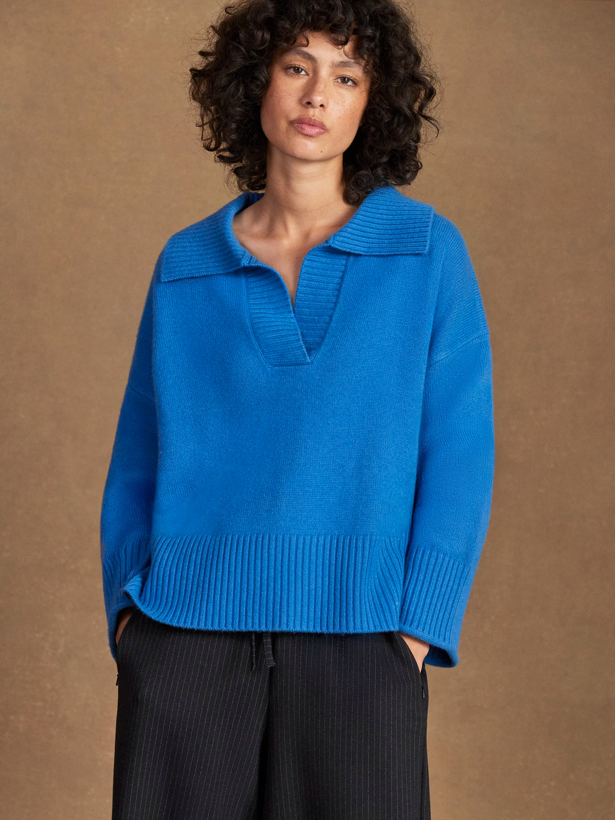 Blue Collar Jumper With Cashmere