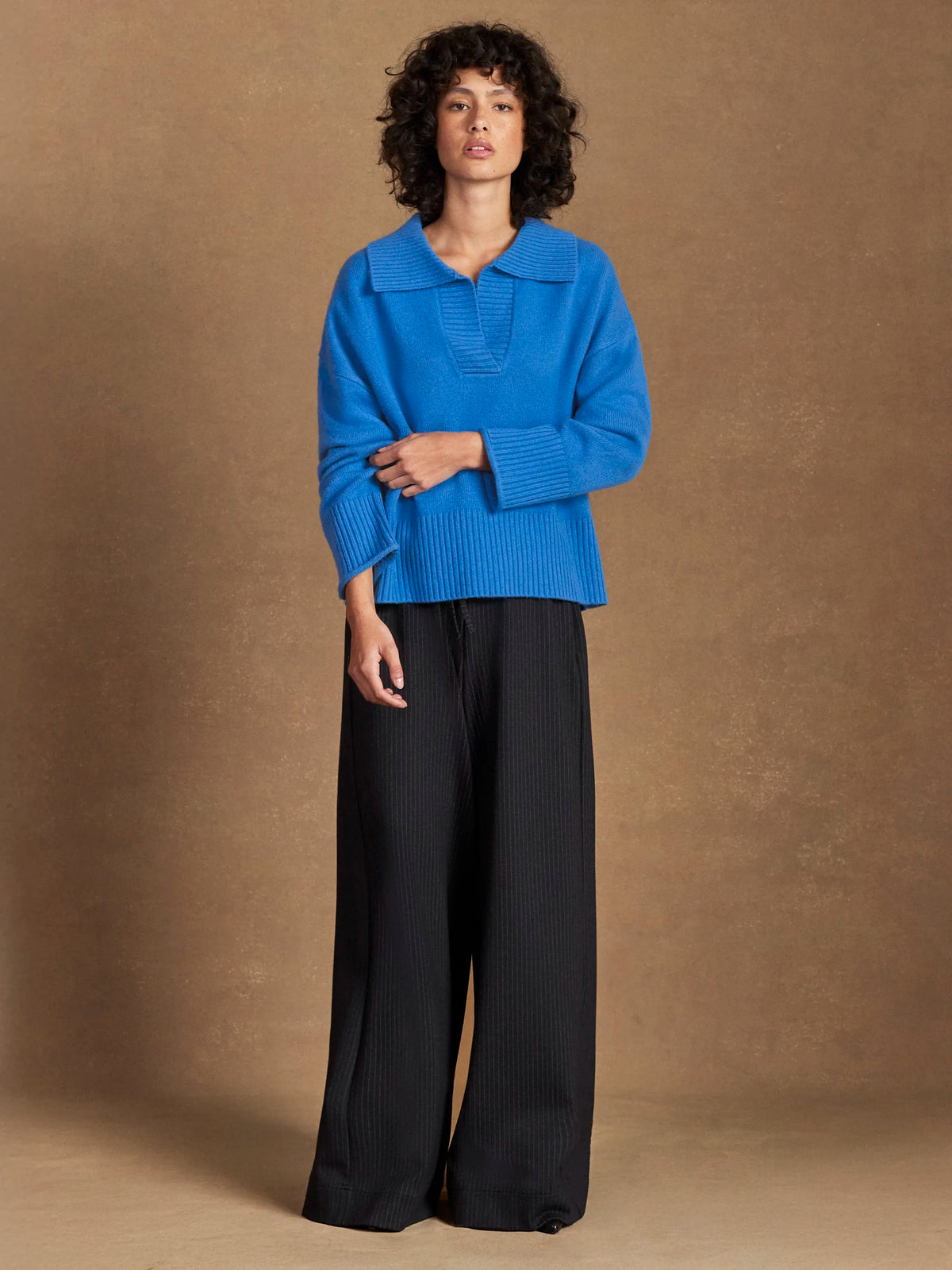 Blue Collar Jumper With Cashmere