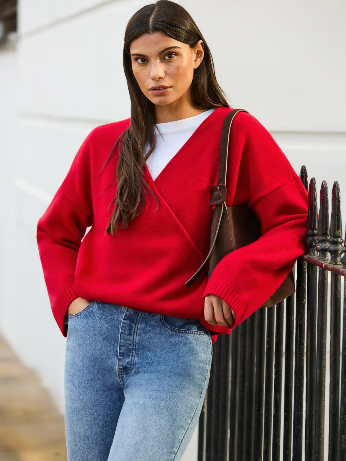 Red Wrap Cardigan With Cashmere