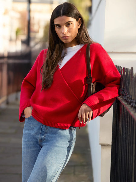 Red Wrap Cardigan With Cashmere – Ro&Zo