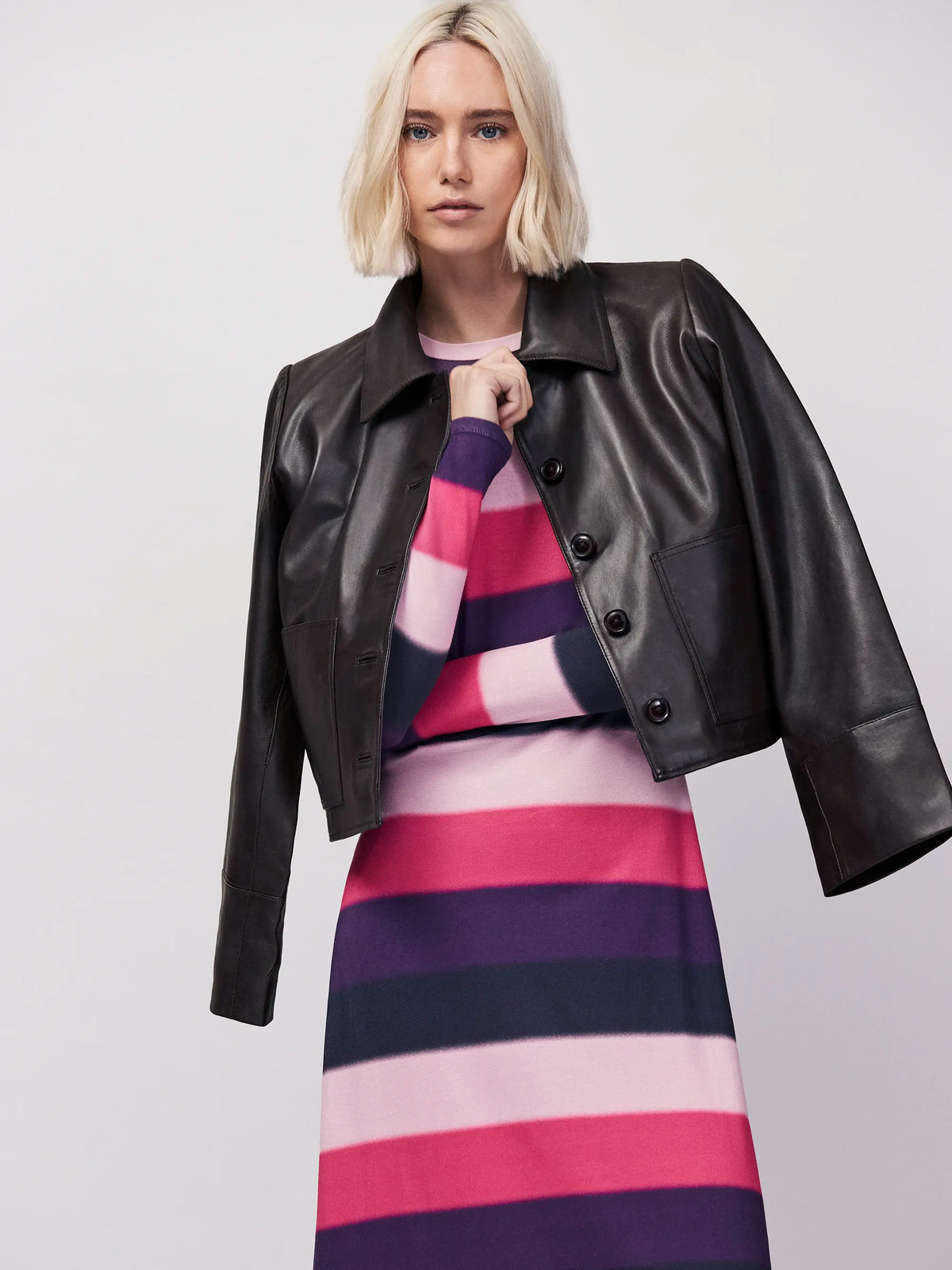 Multi Blurred Stripe Jersey Dress