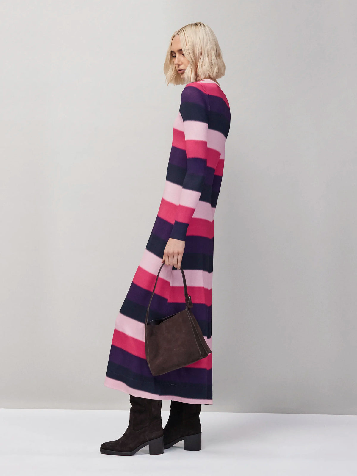 Multi Blurred Stripe Jersey Dress