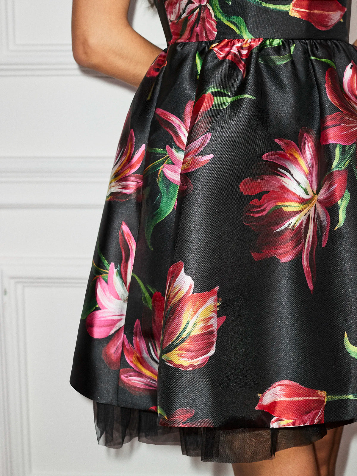 Hannah Hand Painted Tulip Mini Dress