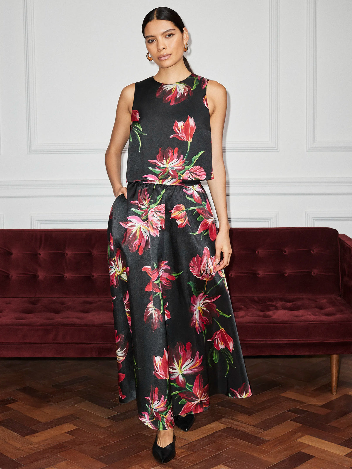 Hand Painted Tulip Full Skirt