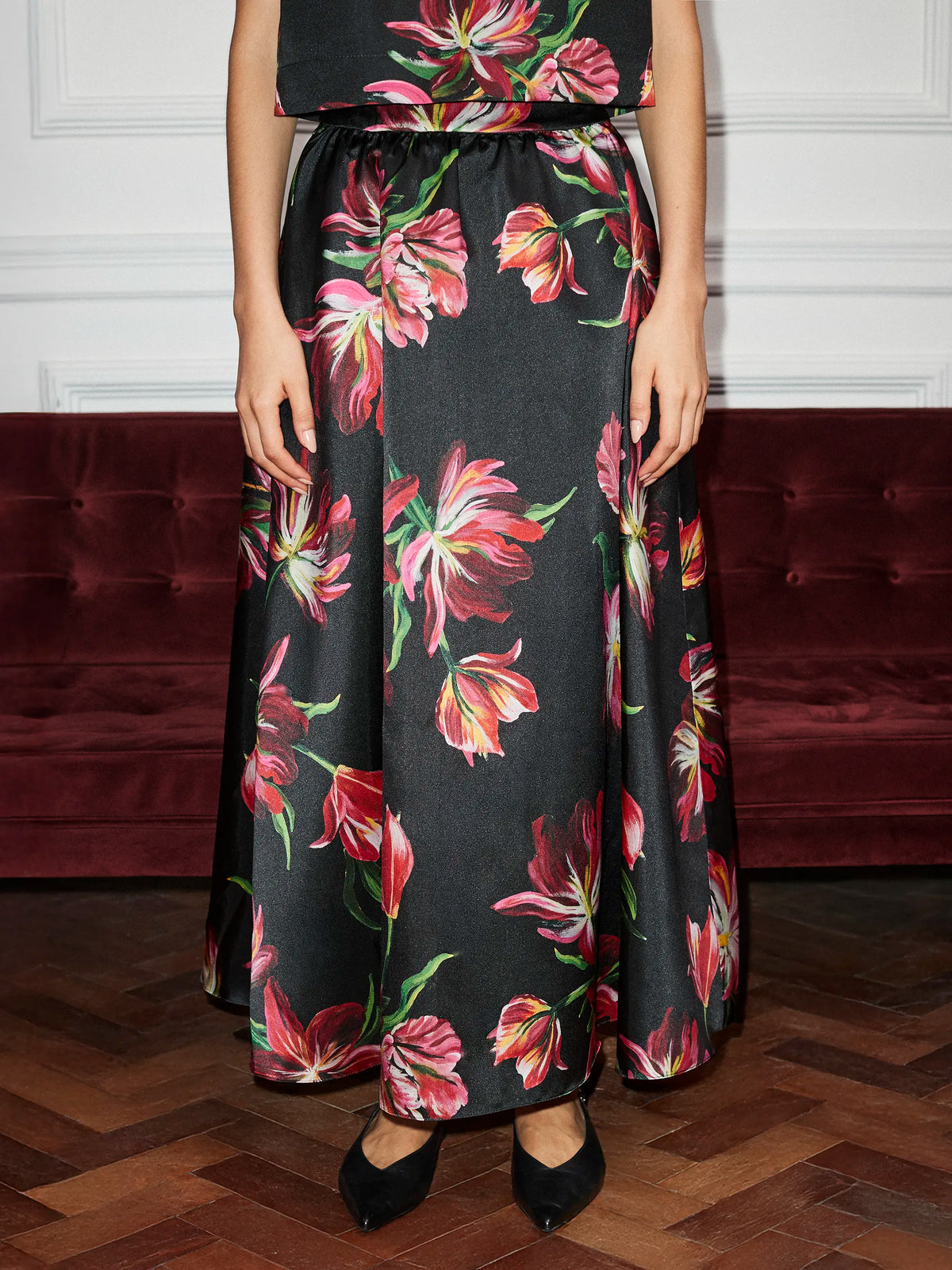 Hand Painted Tulip Full Skirt