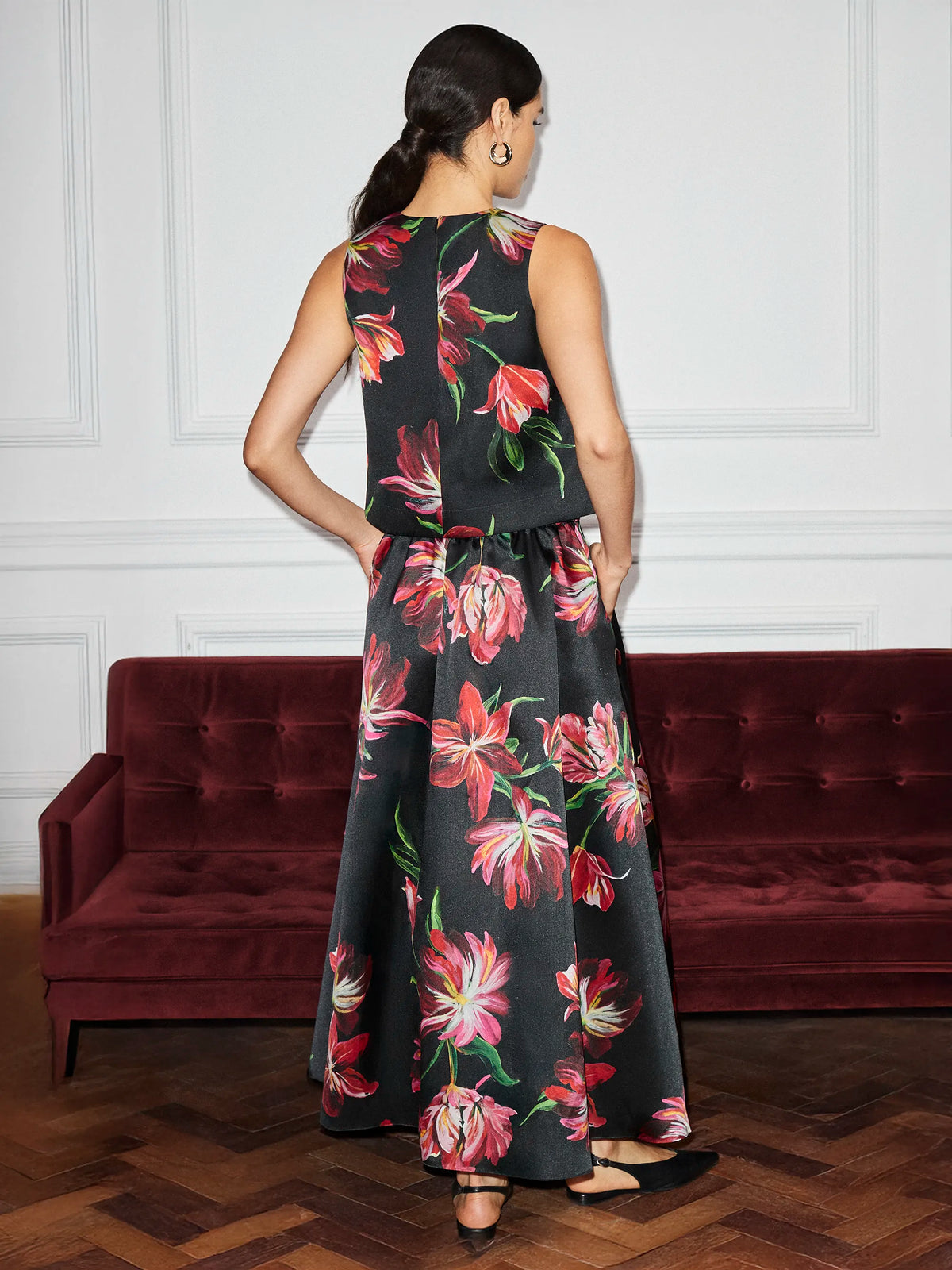 Hand Painted Tulip Full Skirt