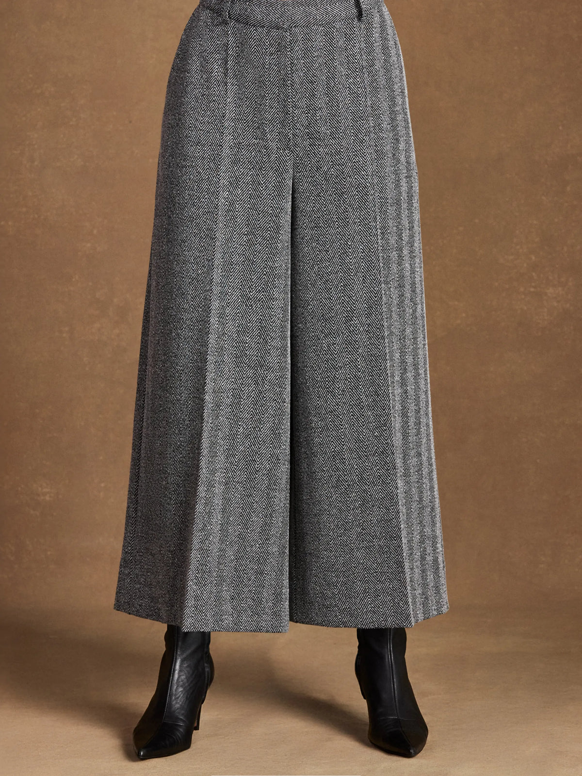 Grey Herringbone Culottes