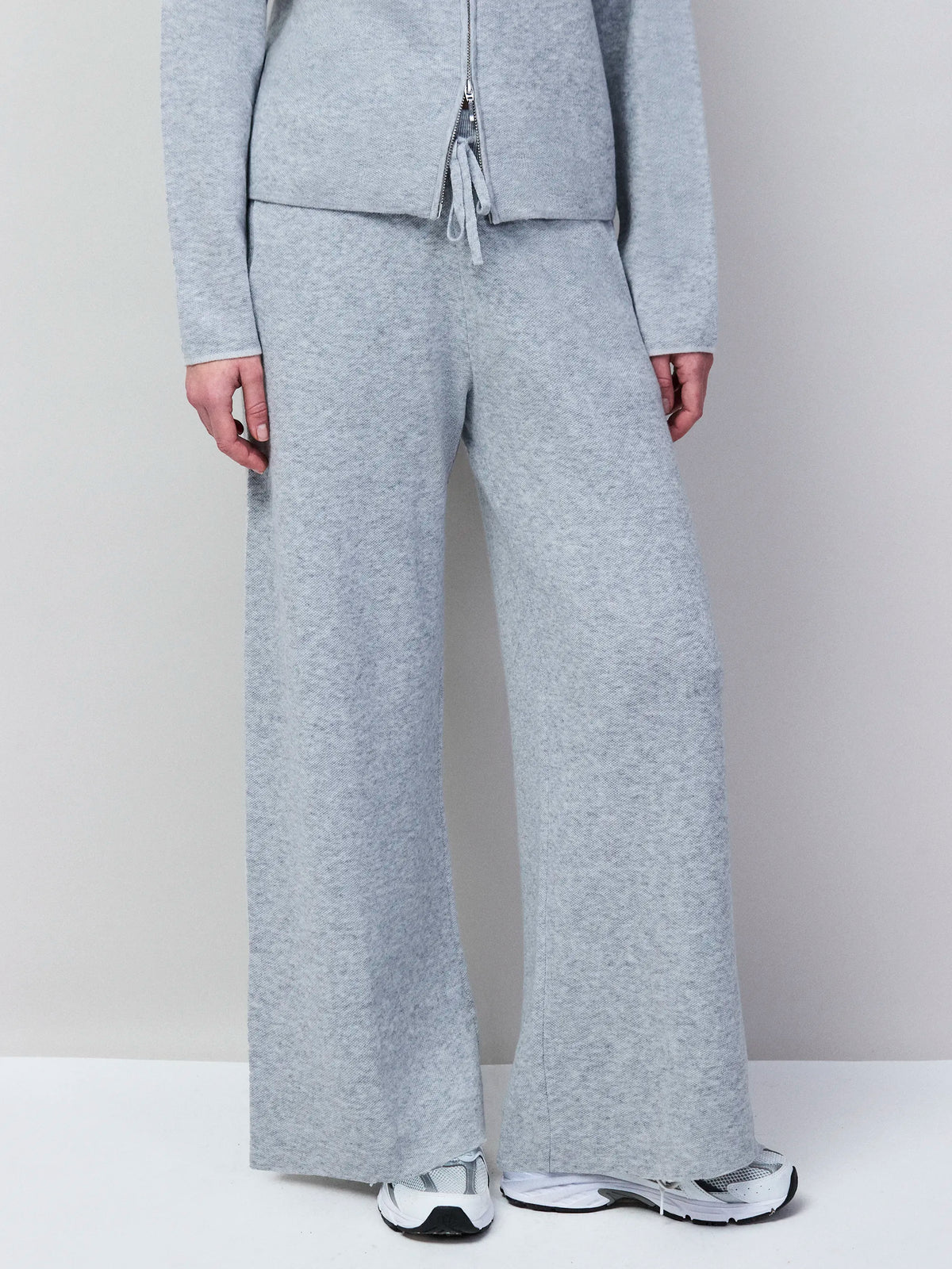 Grey Knit Straight Leg Trousers