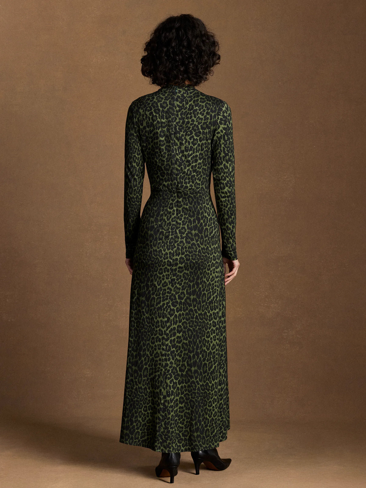 Green Animal Print Keyhole Dress