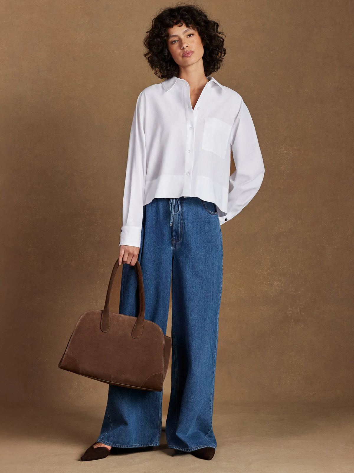 White Cotton Poplin Cropped Shirt