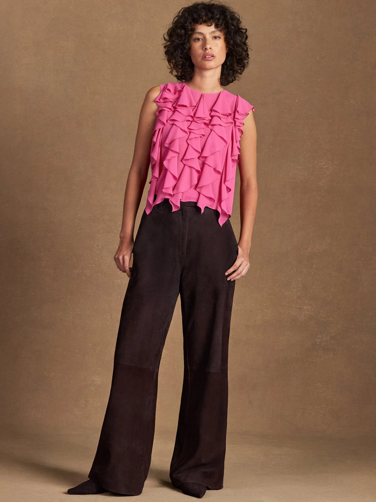 Pink Frill Front Top