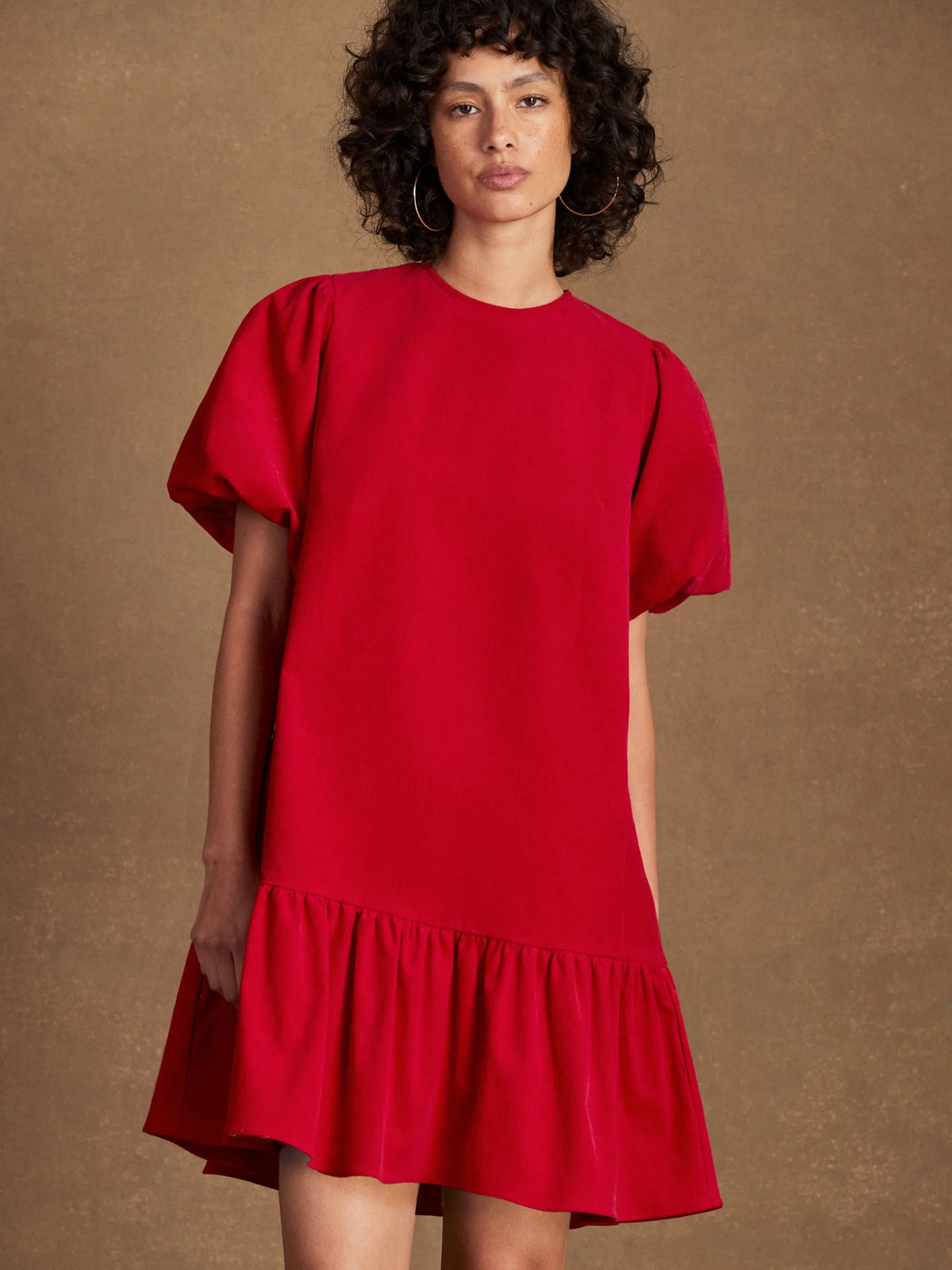 Red Baby Cord Mini Dress