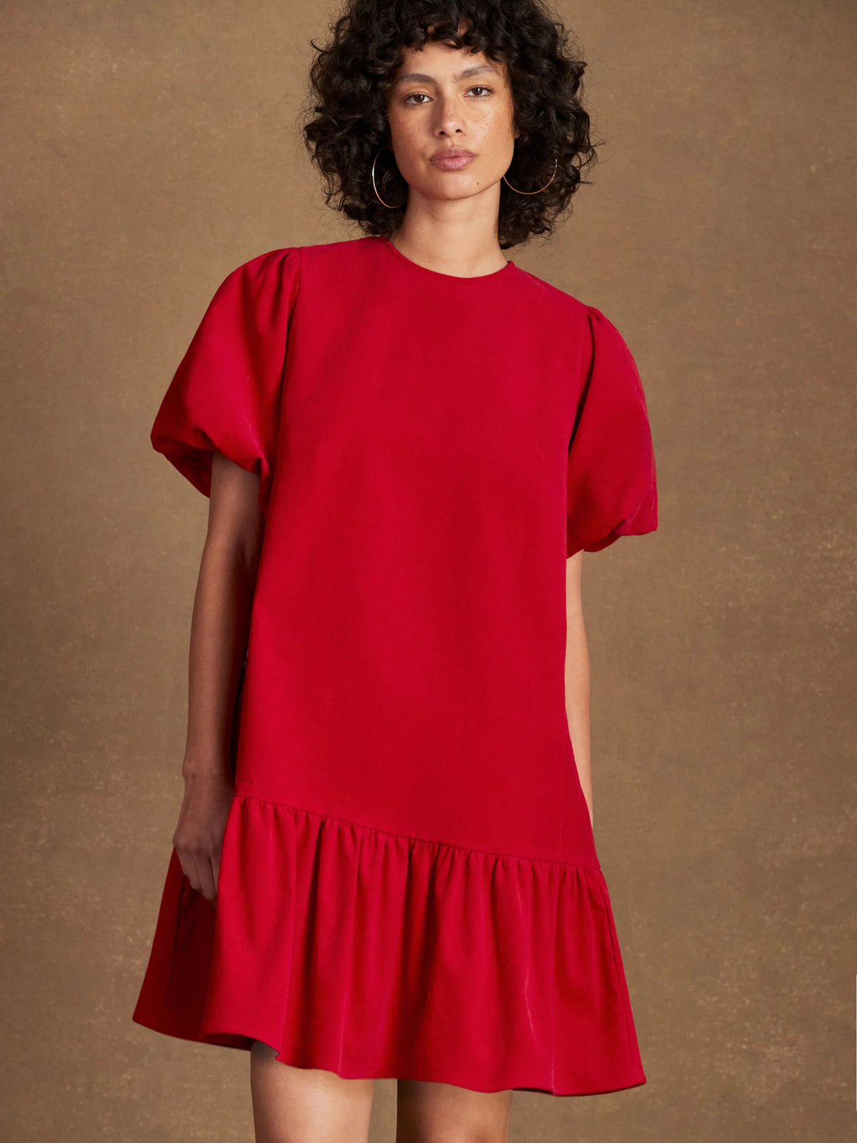 Red Baby Cord Mini Dress