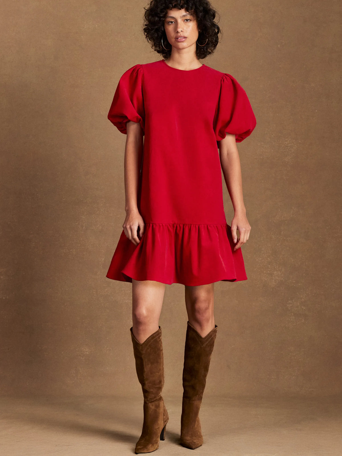 Red Baby Cord Mini Dress
