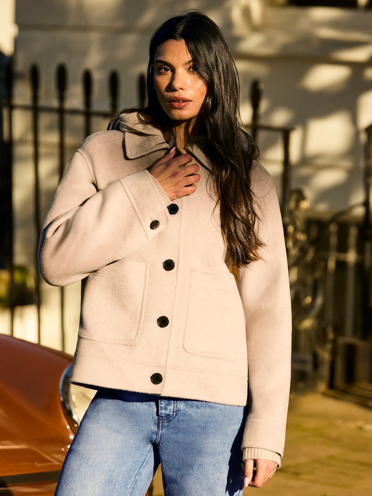 Oatmeal Wool Blend Double Faced Jacket