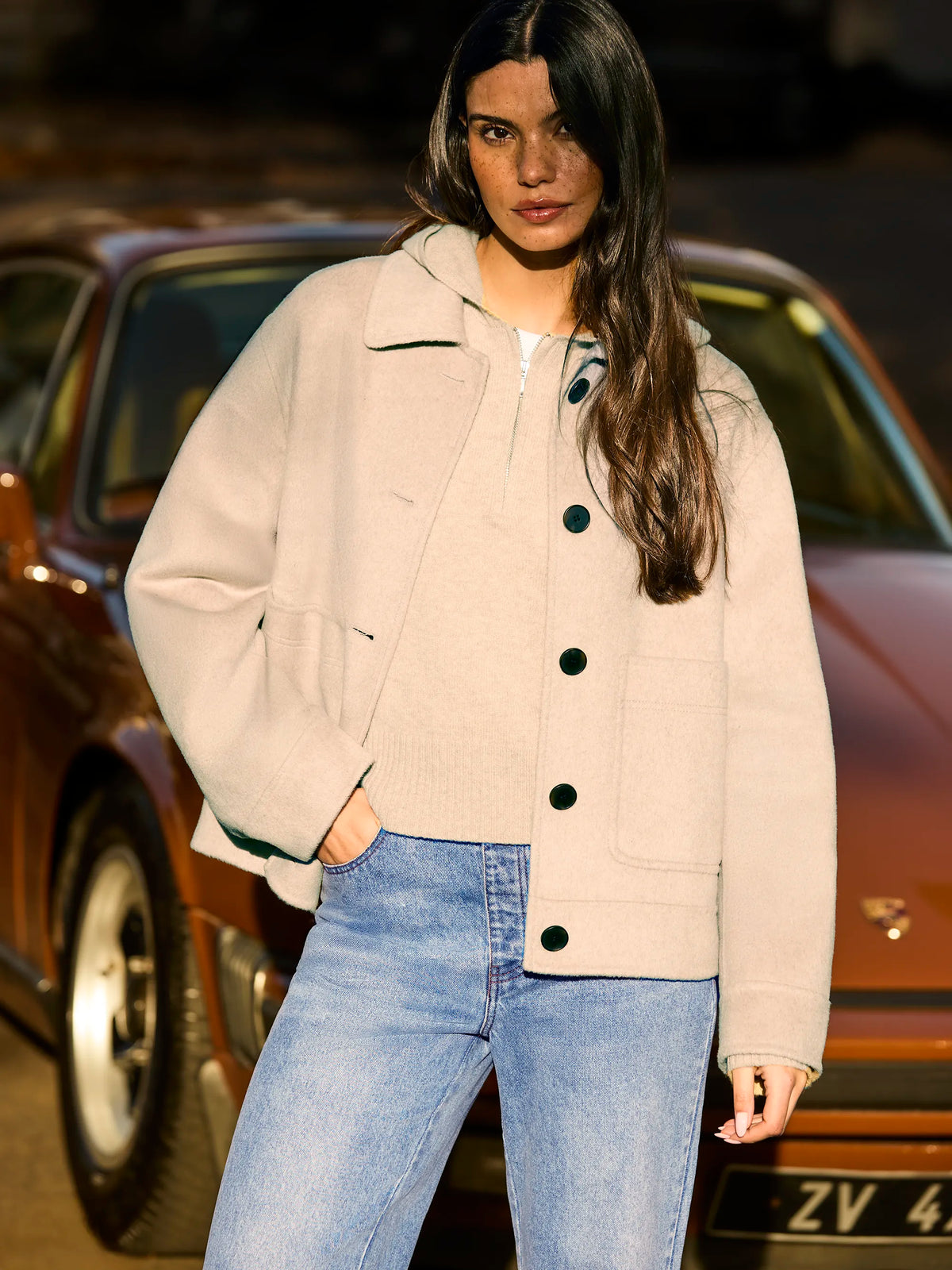 Oatmeal Wool Blend Double Faced Jacket