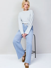 Light Blue Cord Drawstring Waist Trousers