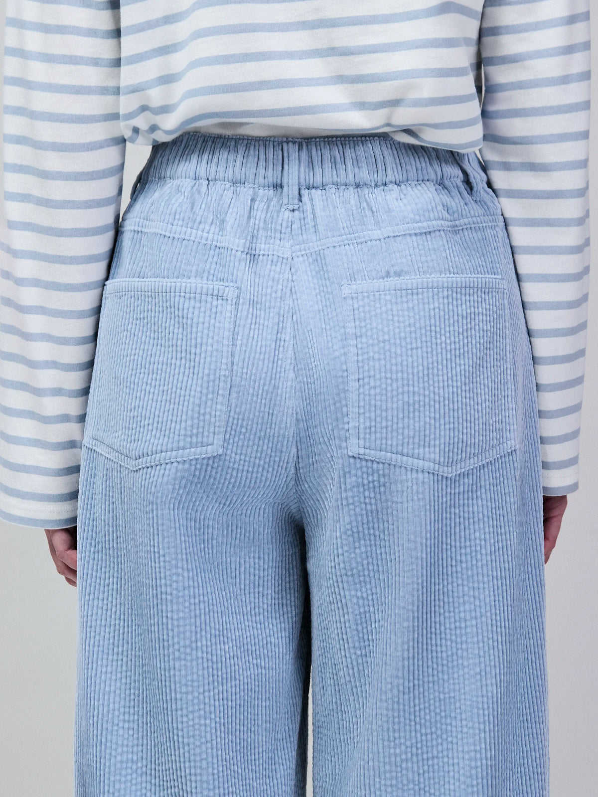 Light Blue Cord Drawstring Waist Trousers