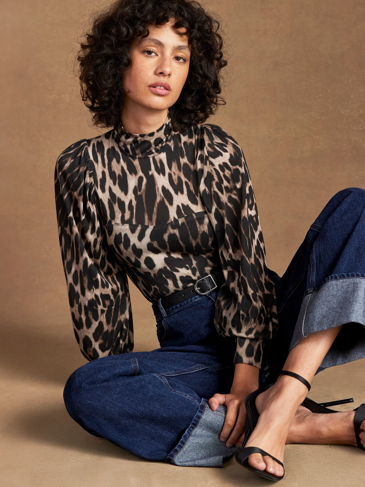 Leopard-Print Puff-Sleeve Bodysuit