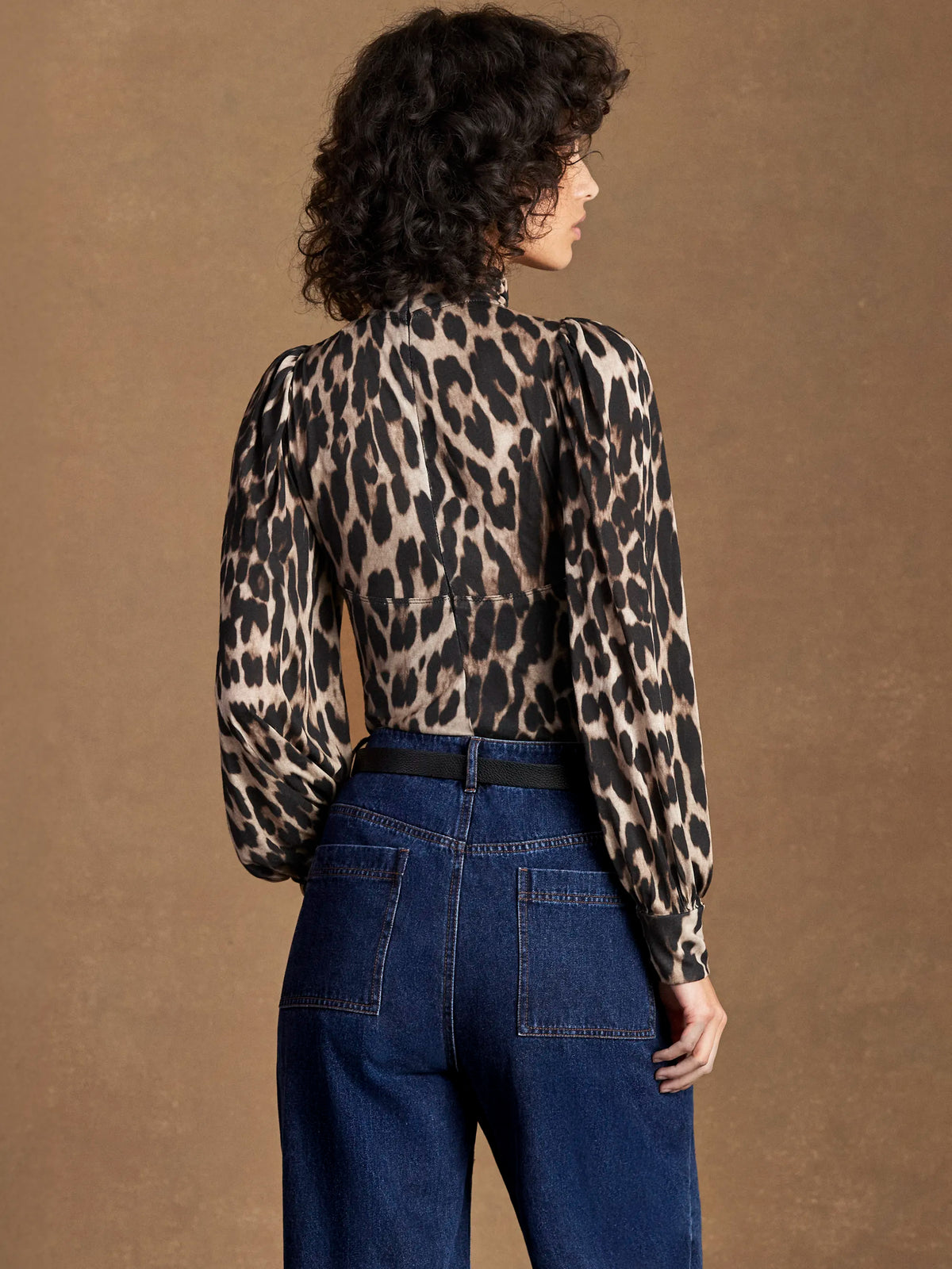 Leopard-Print Puff-Sleeve Bodysuit