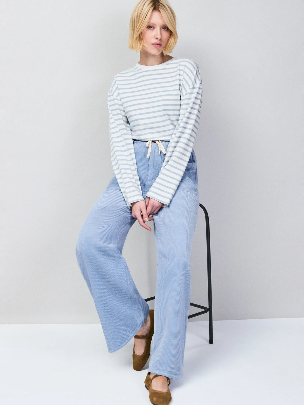 Blue Stripe Long-Sleeved Organic Cotton T-Shirt