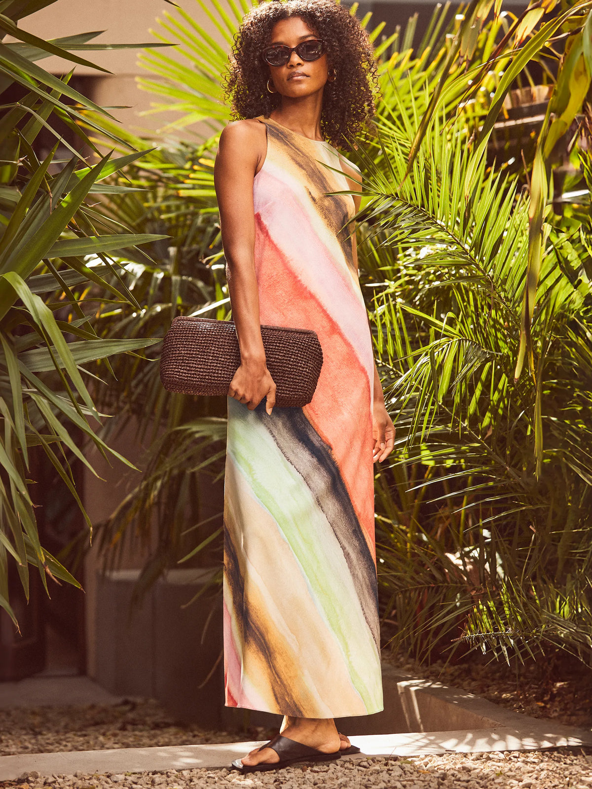 Multi Watercolour Stripe Ombre Dress