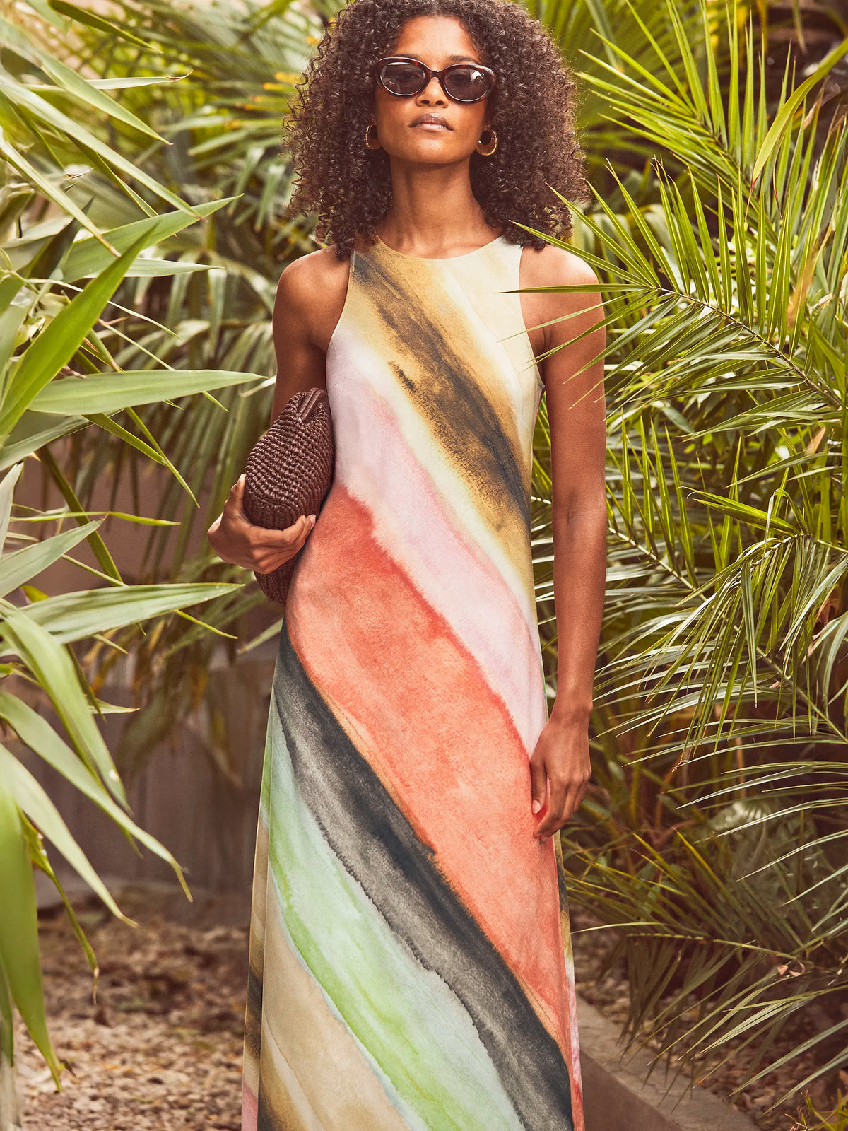 Multi Watercolour Stripe Ombre Dress