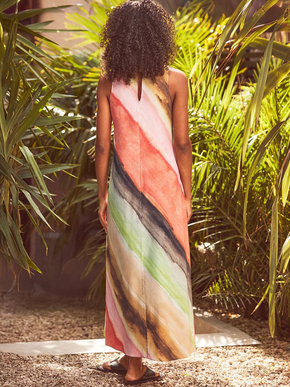 Multi Watercolour Stripe Ombre Dress