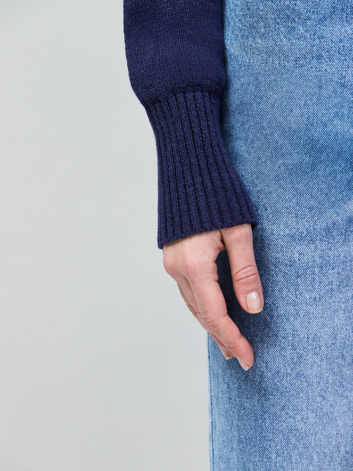 Navy Pearl Button Through Cardigan With Linen