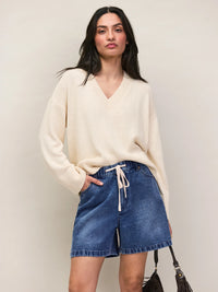 Natural Cotton V-Neck Jumper