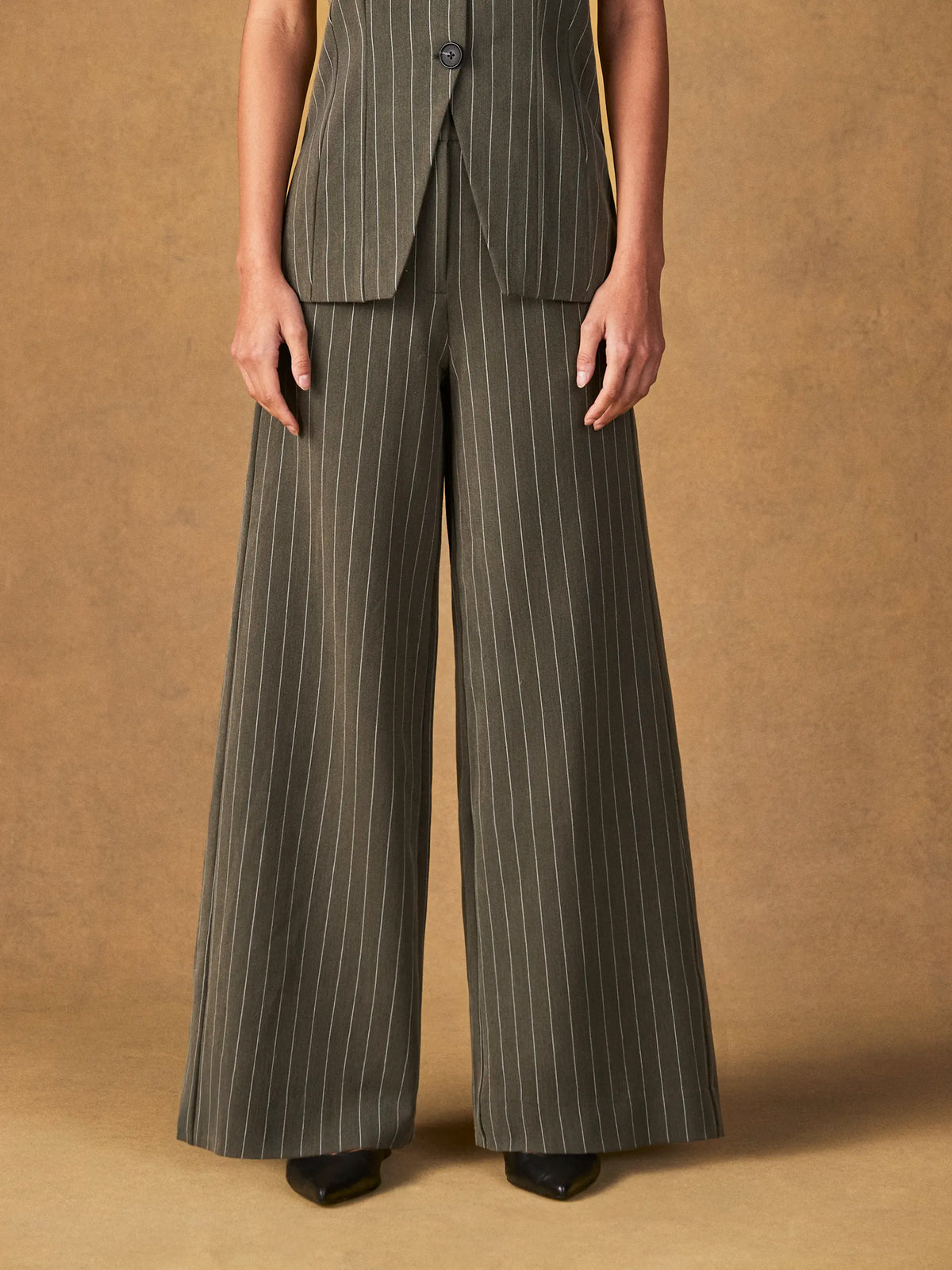 Olive Pinstripe Tailored Trouser