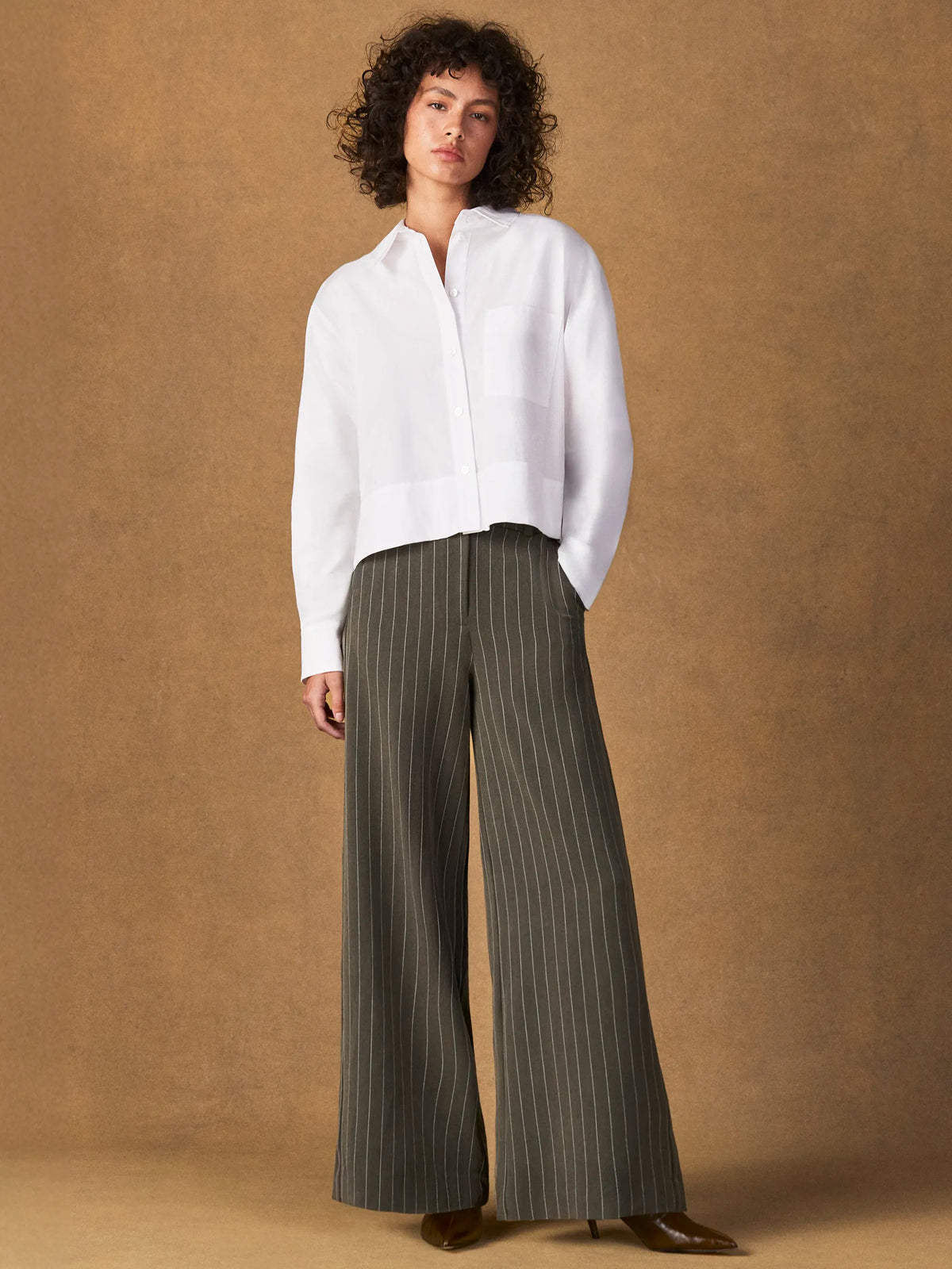 Olive Pinstripe Tailored Trouser