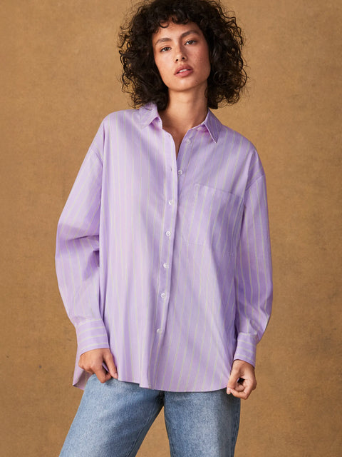 Lilac Stripe Button Side Detail Shirt – Ro&Zo