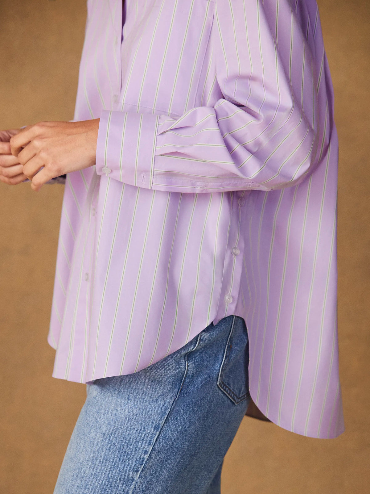 Lilac Stripe Button Side Detail Shirt
