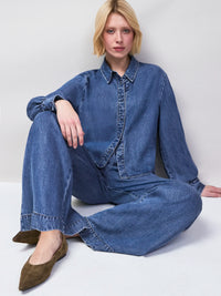 Blue Lyocell Denim Cropped Shirt