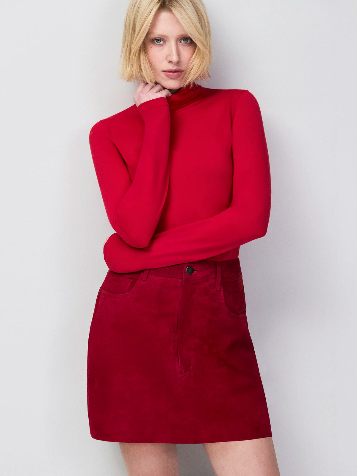 Red Suede Mini Skirt