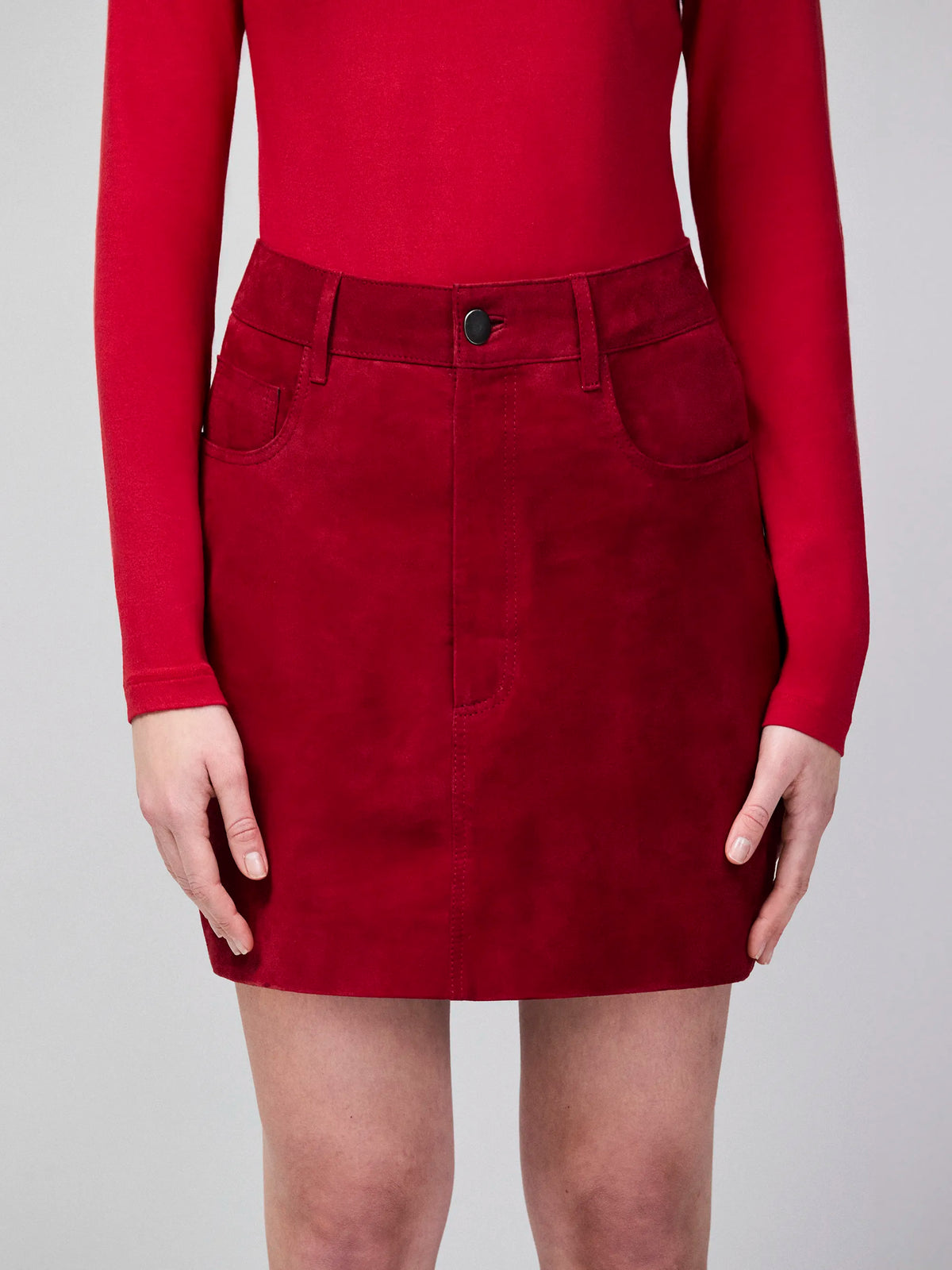 Red Suede Mini Skirt