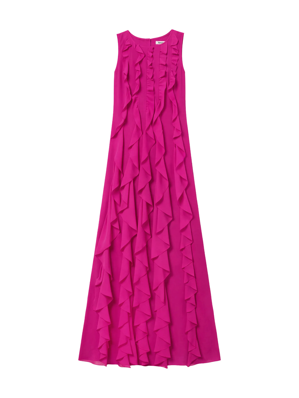 Pink chiffon petite maxi dress with soft ruffle texture