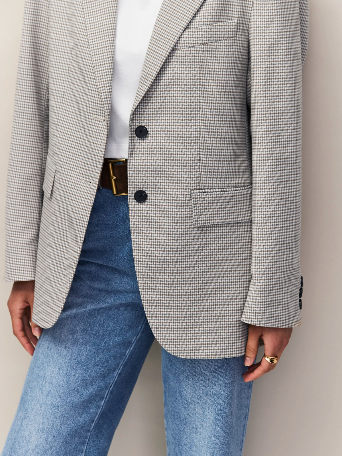 Neutral Check Oversized Blazer