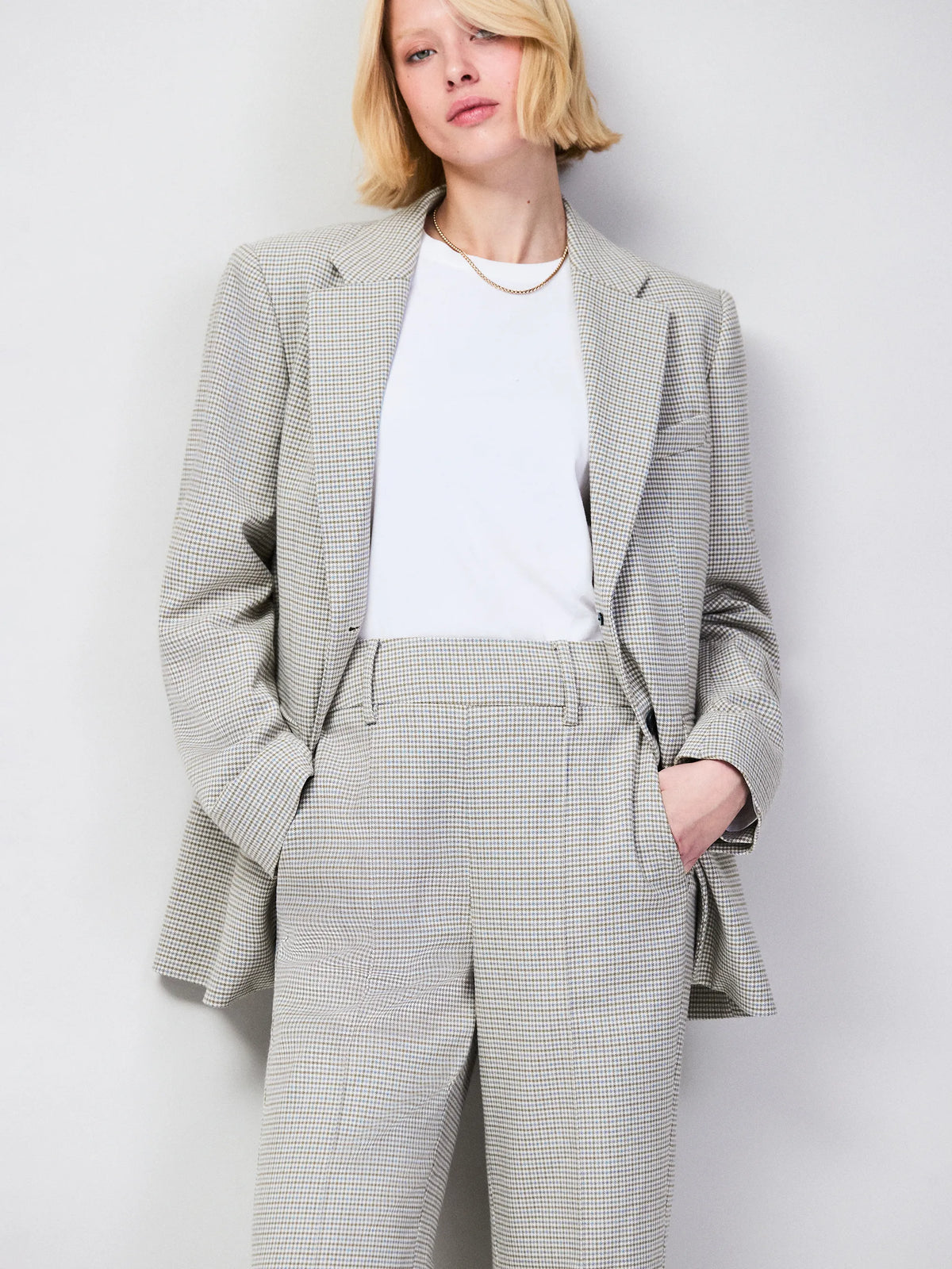 Neutral Check Oversized Blazer