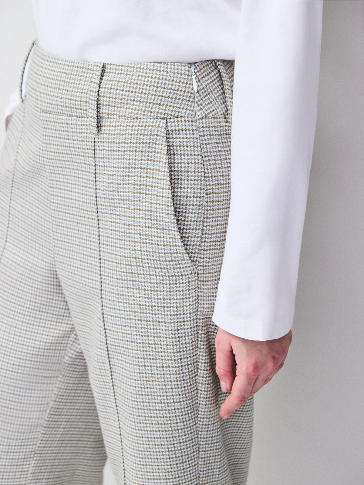 Neutral Check Kick Flare Trousers