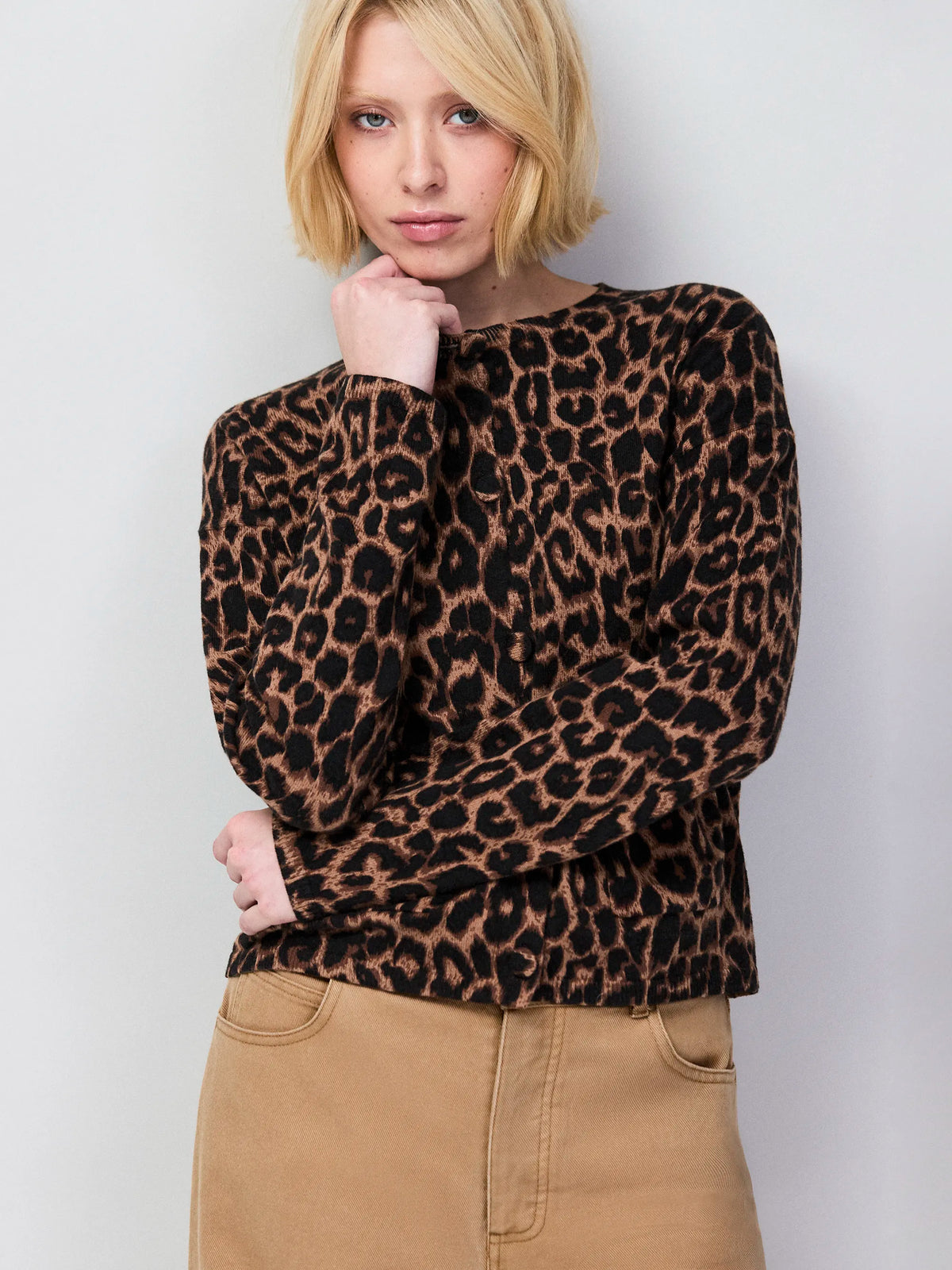 Leopard-Print Cotton And Cashmere-Blend Cardigan