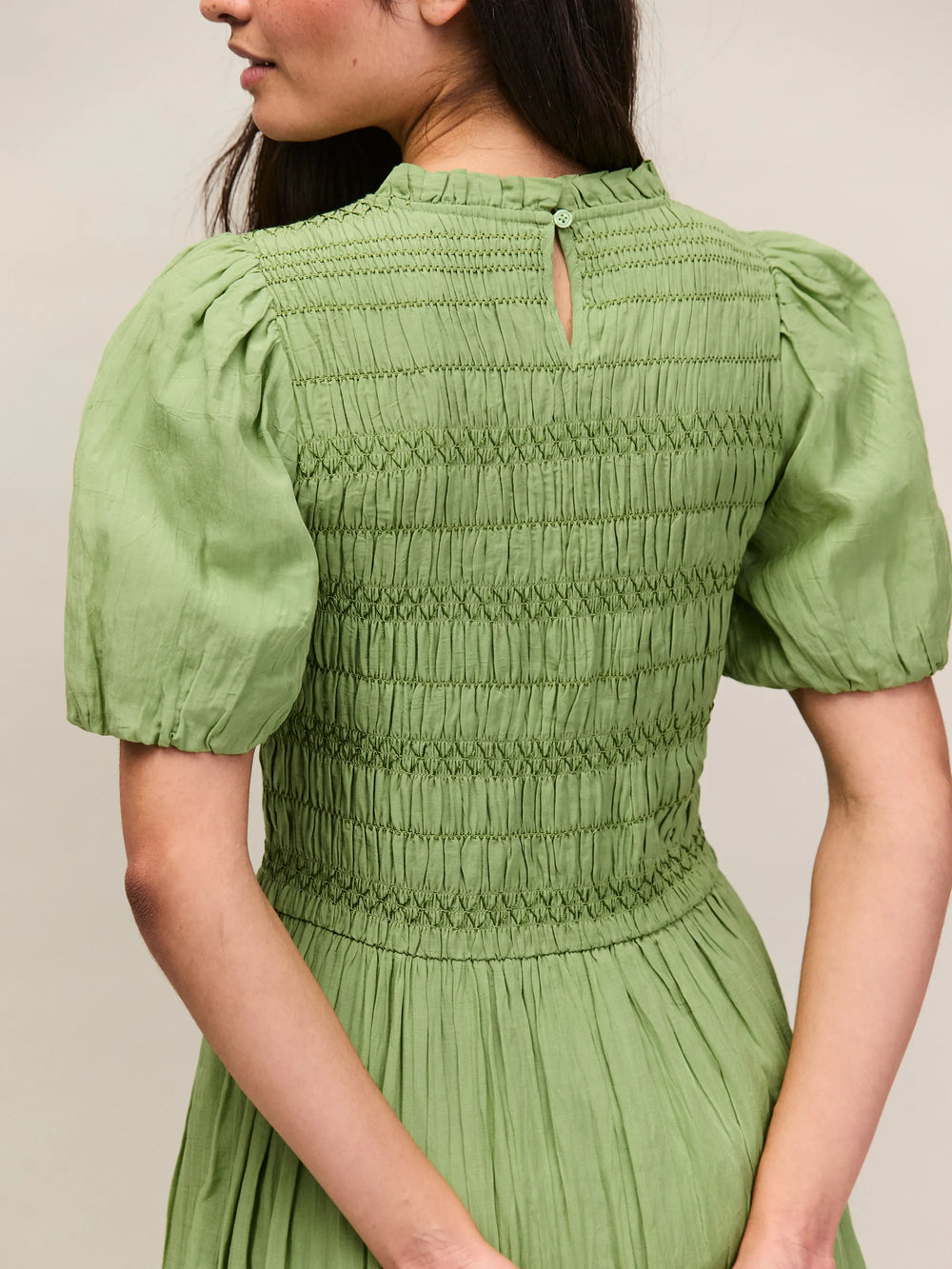 Green Cotton Shirred Bodice Dress Ro&Zo Green Cotton Shirred Bodice Dress Ro&Zo