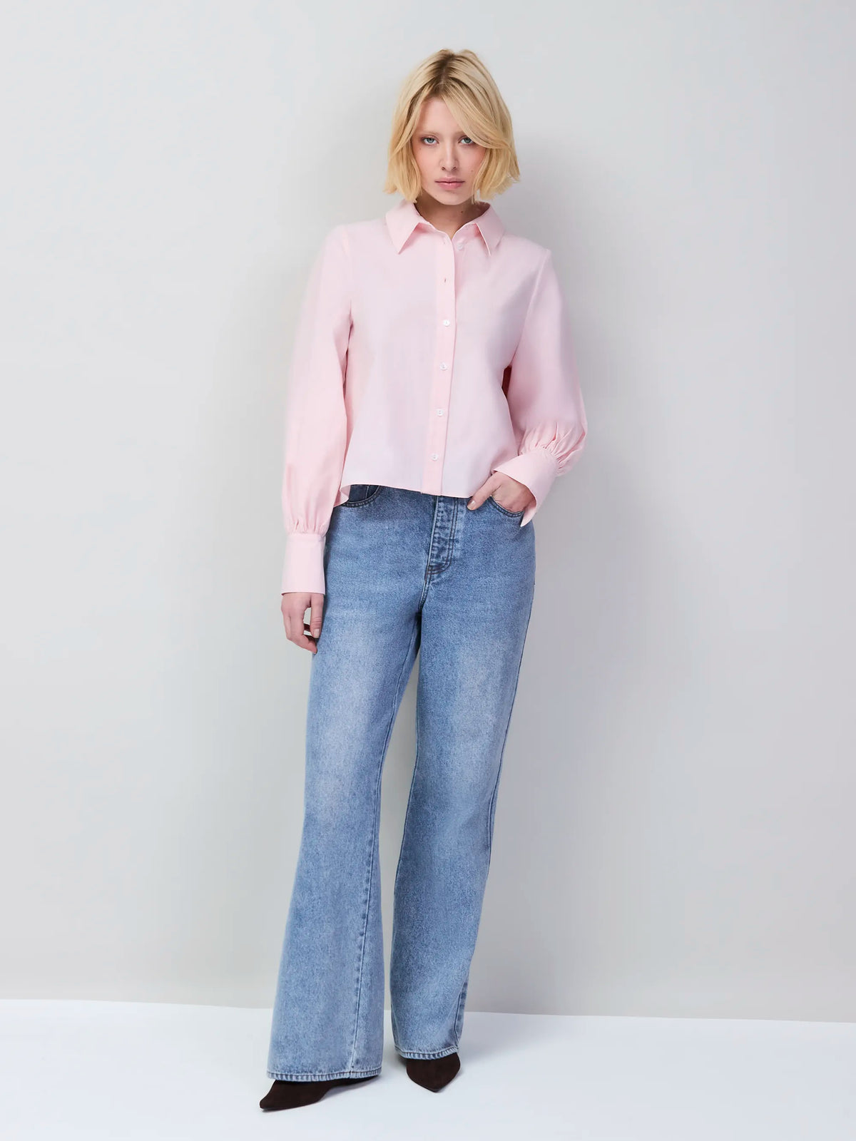 Petite Pink Hi-Lo Hem Shirt