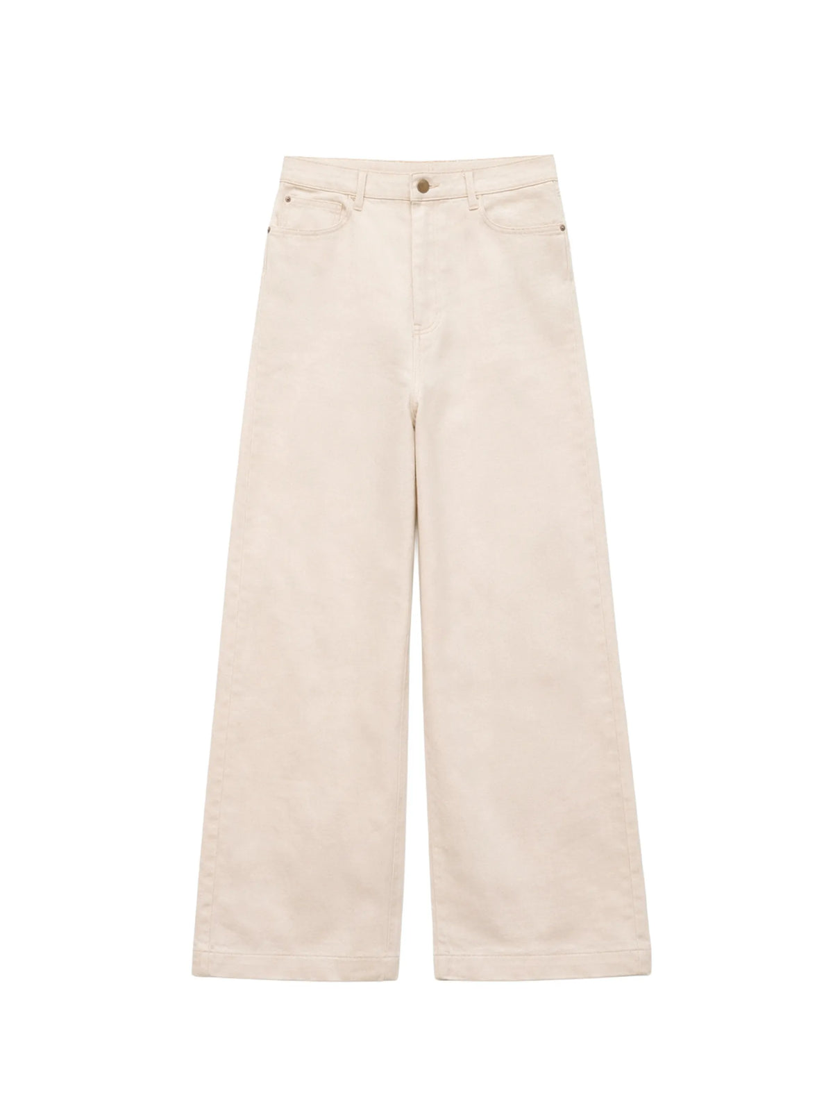 Ecru cotton twill wide leg jeans product image