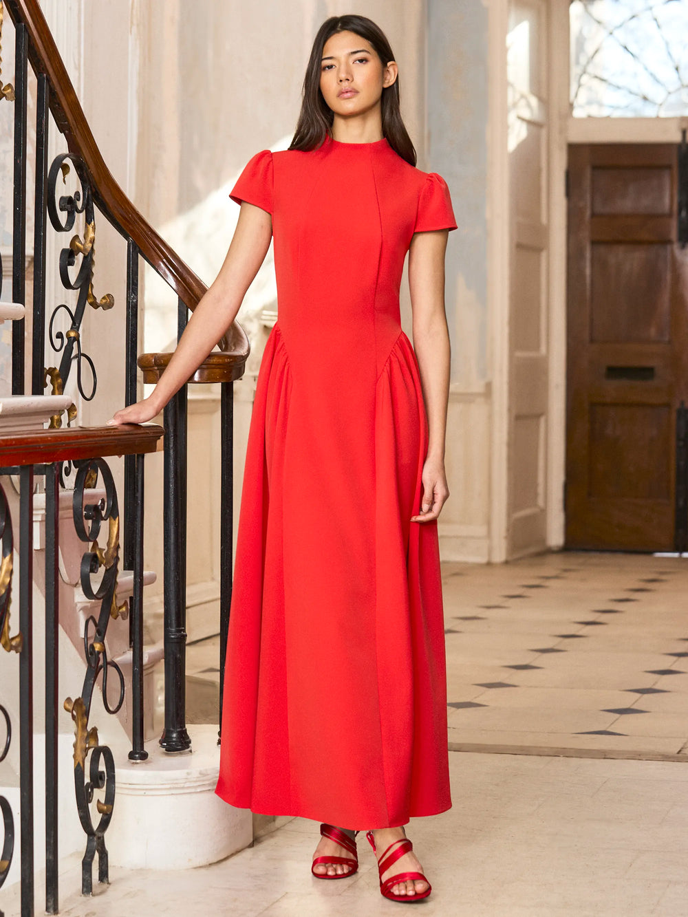 Petite Mariam Red Cap Sleeve Maxi Dress Ro&Zo Petite Mariam Red Cap Sleeve Maxi Dress Ro&Zo